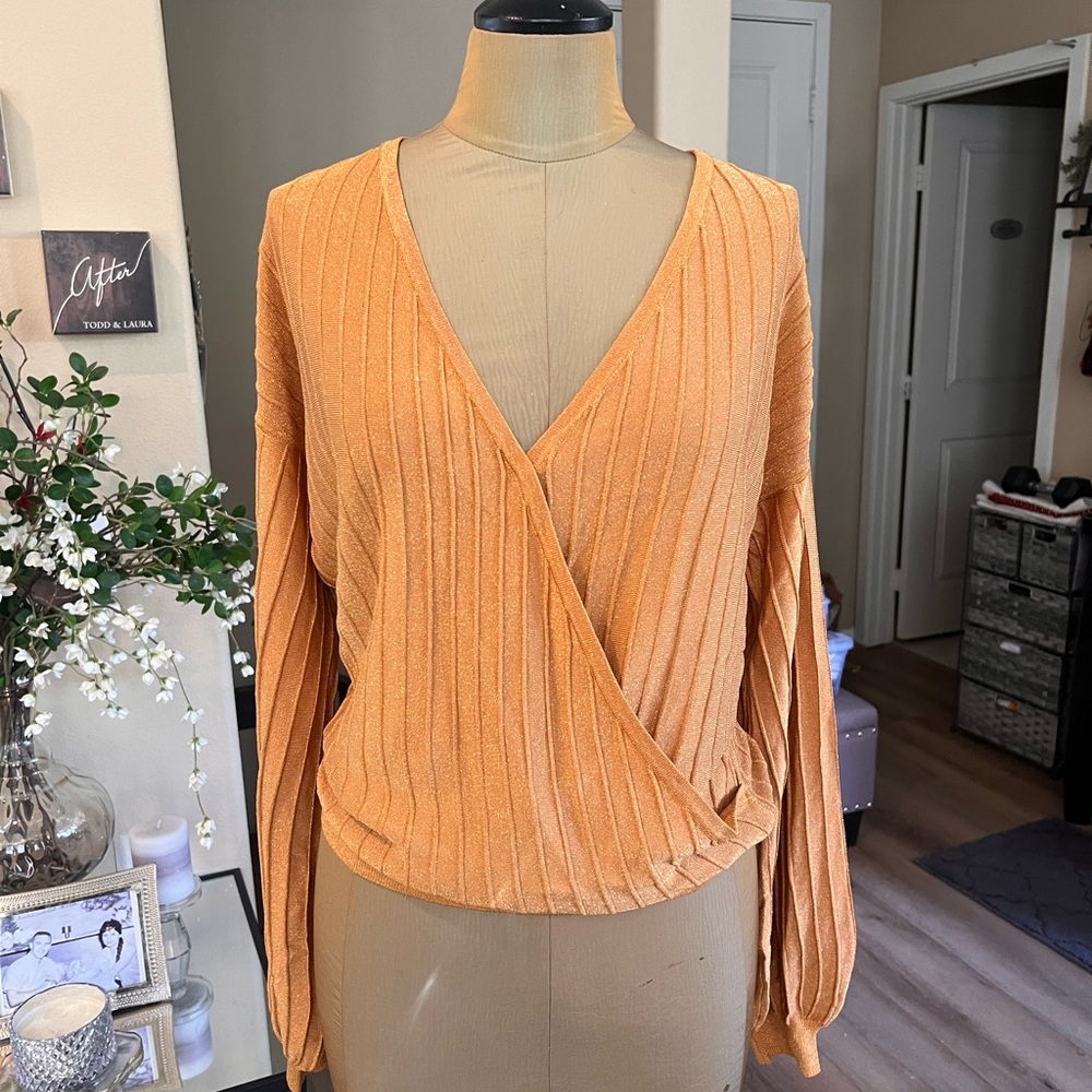 Guess Ribbed Wrap Lightweight Sweater Sz L NWT